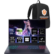Acer Predator Helios Neo 16S Aı Intel Core Ultra 7 255HX Rtx 5070 8gb 115W 48GB Ram 2tb SSD 16" OLED Wqxga (2560X1600) 240Hz WIN11 Home NH.QZFEY.001P334 Gaming Laptop + Per4 Çanta