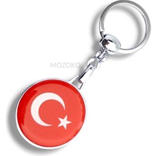 MOZOKO Yüksek Kaliteli Türk Bayrağı Damla Baskılı Metal Anahtarlık, Ay Yıldızlı Hediyelik Anahtarlık