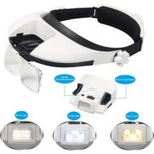 Mbl MG81000N 5 Lens 3 Mod 8 LED Işıklı Gözlük Tipi Kafa Büyüteci Elektronik Tamir Büyüteç