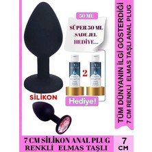 Aurora Boreale Deromeya -Süper Silikon -3-Mükemmel Anal Plug 7 cm Siyah Elmas Taşlı + 2*50 ML Süper Kaydırıcı Jel+ Anal Plug 7 cm +Anal Süper SET