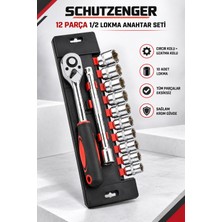 SCHUTZENGER 12 Parça 1/2 Lokma Anahtar Seti – 10 Lokma, Cırcır Kolu ve Uzatma Aparatlı Takım