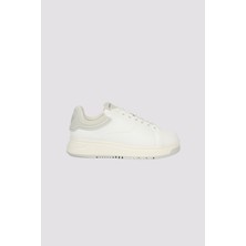 Emporio Armani Erkek Bağlamalı Orta Kalın Taban Deri Beyaz-Gri Sneaker EM003663 AF18212-M0459