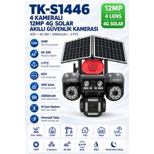 Technodia TK-S1446 12MP 4 Kameralı 3 Ptz 4g Solar Aov Sürekli Kayıtlı Güvenlik Kamerası