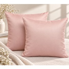 Yelay Home Dekoratif Kırlent Kılıfı Pudra Pembe Şık Düz Desen 2'li Set