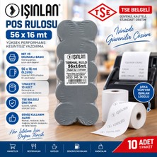 Yazarkasa ve Pos Cihazı Rulosu | 56X16 mt Tse Belgeli Termal Pos Rulosu 10 Adet
