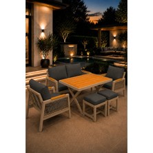 Asaella Mobilya Garden Serisi Balkon Takımı, 2-1-1 Cappuccino Bahçe Takımı, (2'li Koltuk 70X150, 2 Tekli Koltuk 70X70, Masa 70X110, 2 Puf)
