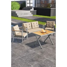 Asaella Mobilya Sierra Serisi Balkon Takımı, 2-1-1 Gri Bahçe Takımı (2'li Koltuk 54X120, Tekli Koltuk 52X54, Masa 60X90)