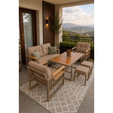 Asaella Mobilya Esinti Serisi Balkon Takımı, 2-1-1 Cappuccino Bahçe Takımı, (2'li Koltuk 70X150, 2 Tekli Koltuk 70X70, Masa 70X110, 2 Puf)