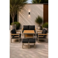 Asaella Mobilya Sole Serisi Balkon Takımı, 2-1-1 Cappuccino Bahçe Takımı, (2'li Koltuk 70X150, 2 Tekli Koltuk 70X70, Masa 70X110, 2 Puf)