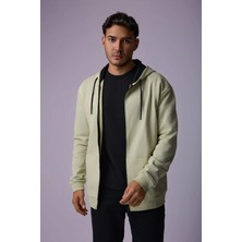 Defy's Erkek Oversize Kapüşonlu Fermuarlı Cepli Sweatshirt