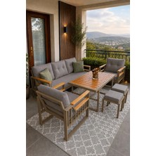 Asaella Mobilya Esinti Serisi Balkon Takımı, 3-1-1 Cappuccino Bahçe Takımı, (3'lü Koltuk 70X180, 2 Tekli Koltuk 70X70, Masa 70X110, 2 Puf)