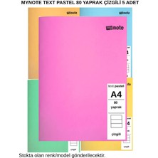 Mynote Text Pastel Defter A4 80 Yaprak Çizgili 5 Adet