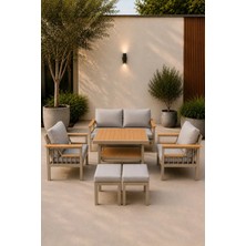 Asaella Mobilya Sole Serisi Balkon Takımı, 2-1-1 Cappuccino Bahçe Takımı, (2'li Koltuk 70X150, 2 Tekli Koltuk 70X70, Masa 70X110, 2 Puf)