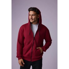Defy's Erkek Oversize Kapüşonlu Fermuarlı Cepli Sweatshirt
