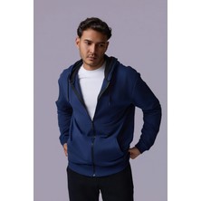 Defy's Erkek Oversize Kapüşonlu Fermuarlı Cepli Sweatshirt