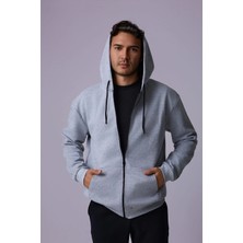 Defy's Erkek Oversize Kapüşonlu Fermuarlı Cepli Sweatshirt