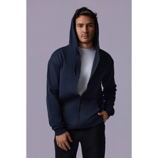 Defy's Erkek Oversize Kapüşonlu Fermuarlı Cepli Sweatshirt