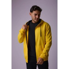 Defy's Erkek Oversize Kapüşonlu Fermuarlı Cepli Sweatshirt