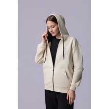 Defy's Kadın Oversize Kapüşonlu Fermuarlı Cepli Sweatshirt