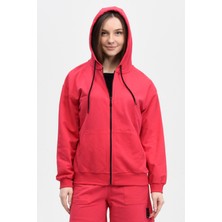 Defy's Kadın Oversize Kapüşonlu Fermuarlı Cepli Sweatshirt