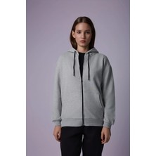 Defy's Kadın Oversize Kapüşonlu Fermuarlı Cepli Sweatshirt