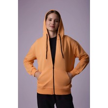 Defy's Kadın Oversize Kapüşonlu Fermuarlı Cepli Sweatshirt