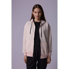 Defy's Kadın Oversize Kapüşonlu Fermuarlı Cepli Sweatshirt