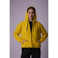 Defy's Kadın Oversize Kapüşonlu Fermuarlı Cepli Sweatshirt