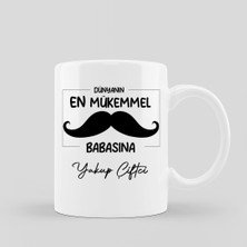 Print Copy Center Isme Özel Kupa Bardak - Dünyanın En Mükemmel Babasına Tasarımlı Hediye Kahve Fincanı - Babaya Doğum Günü Hediyesi