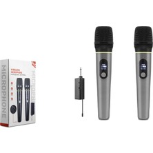 Hadron HDX2791G Uhf Kablosuz 2 Mikrofonlu 6.35 mm Set Gri