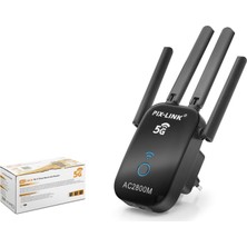 Pix-Link Pıxlınk AC27Q Wifi Repeater Router Access Point AC2800 Dual Band 5 Ghz Siyah