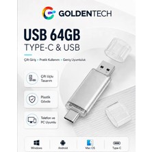 Golden Tech 2 In 1 Çift Taraflı Type-C To USB Bellek 64 GB Mobil ve Bilgisayar İçin Pratik Çözüm