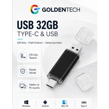Golden Tech 2 In 1 Çift Taraflı Type-C USB 2.0 32 GB USB Bellek