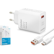 Nodar ND1006 Type-C Hızlı Şarj Seti 33W USB Adaptörlü 1 M Pvc Kablolu Beyaz