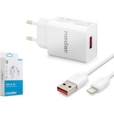 Nodar ND1001 Lightning Hızlı Şarj Seti 12W 2.4A USB Adaptörlü 1 M Pvc Kablolu Beyaz
