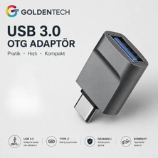 Golden Tech Type-C To USB 3.0 Yüksek Hızlı Veri Aktarımı Adaptör Gri Renkli Çoklu Cihaz Desteği