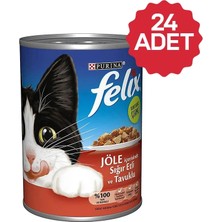 Felix Sığır Etli ve Tavuklu 400 gr 24'lü Yetişkin Konserve Kedi Maması