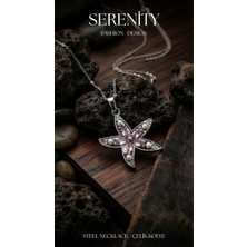 Serenity Pembe Zirkon Taşlı Deniz Yıldızı Çelik Kolye