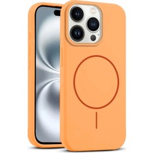 Apple iPhone 15 Pro Max Uyumlu Kılıf Zebana Liquid Soft Silikon Kılıf (Kablosuz Şarj Destekli) Turuncu