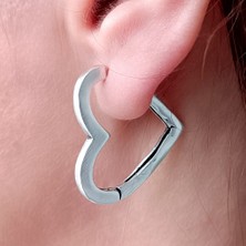 Fildişi Aksesuar Kalp Şekilli Kadın Küpe Çift Adet Gümüş Kaplama El Yapımı Küpe