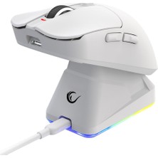 Rampage Bykalite Aeris Kablosuz Rgb Şarj Standlı Beyaz 24000 Dpı 3311 Sensor Şarjlı 80 Million Huano Switch Gaming Oyuncu Mouse