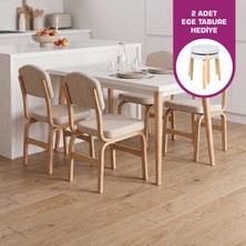 Vilinze Ege Sandalye Avanos Ahşap Mdf Mutfak Masası Takımı - 70X120 cm