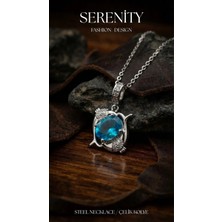 Serenity Mavi Opal Damla Çelik Kolye