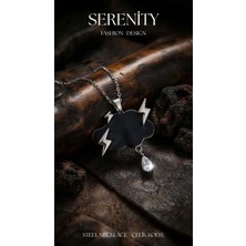 Serenity Siyah Bulut Figür Çelik Kolye