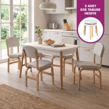 Vilinze Ege Sandalye Avanos Ahşap Mdf Açılır Mutfak Masası Takımı - 70X120+30 cm