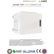 Ager 12U 600X450 AG-OB12U6045B2-D-A-M1-12U6045 Montajlı Basıc Outdoor Duvar Tıpı Kabınet (On Metal Kapak Ikı Adet Kelebek Kılıtlı D-B2 7035 Dıs Ortam)