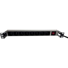Ager 1u 8li Grup Priz Pdu Rack Tipi AA-PRZ01U19-8S-AL-PW-BL-19INCH On/off Tuşlu