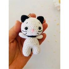 Adenya Amigurumu Beyaz Kedi Anahtarlık