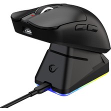 Rampage Bykalite Aeris Kablosuz Rgb Şarj Standlı Siyah 24000 Dpı 3311 Sensor Şarjlı 80 Million Huano Switch Gaming Oyuncu Mouse
