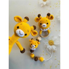 Adenya Amigurumi Örgü Zürafa Üçlü Set-Sarı